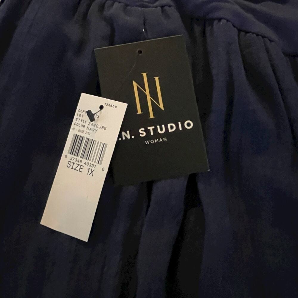 Nwt Blue High Low Overlapping Center Split Wide W… - image 8